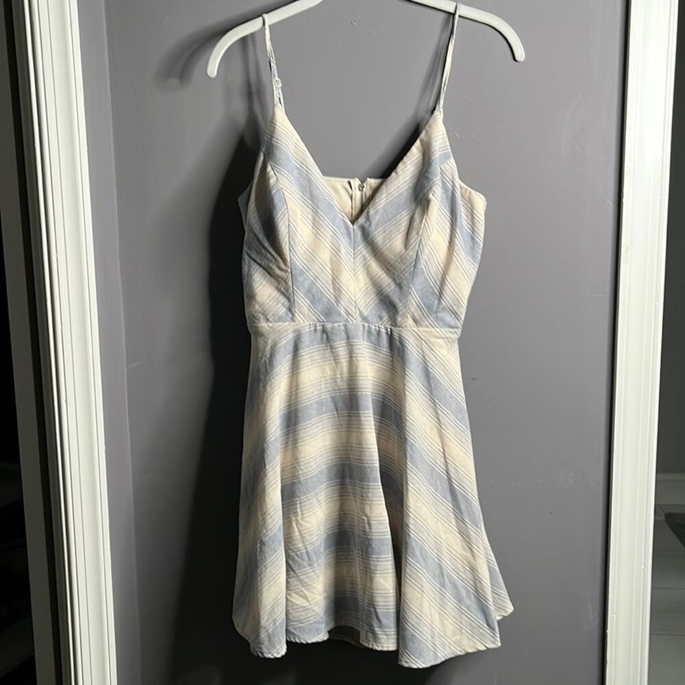 Altar’d State Gray White Striped V Neck Dress Medium